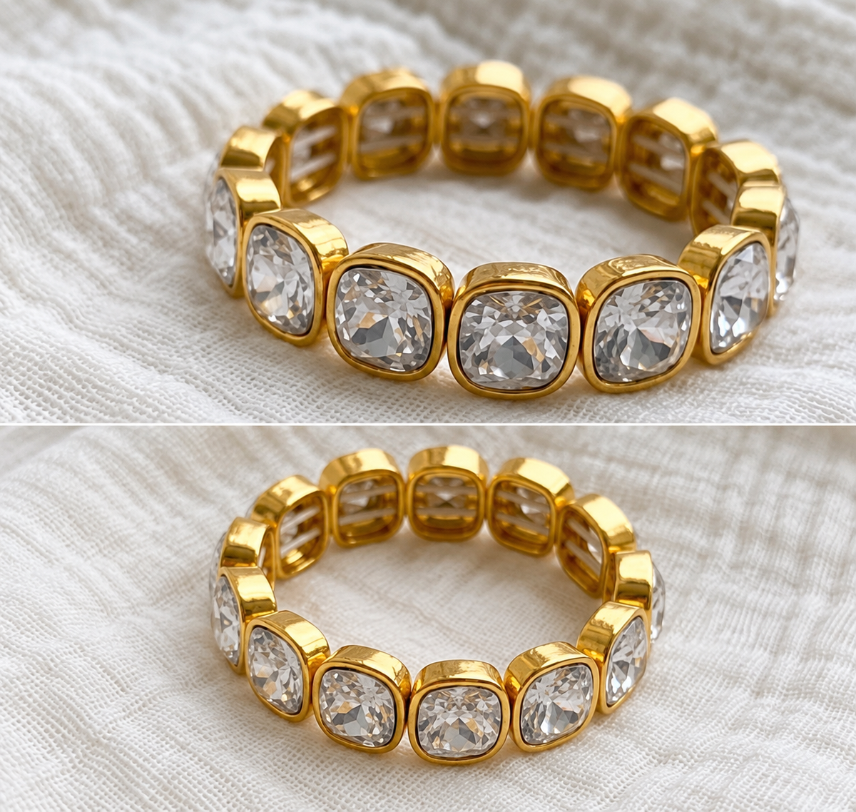 Big White Crystal & Charm Bead Bracelets