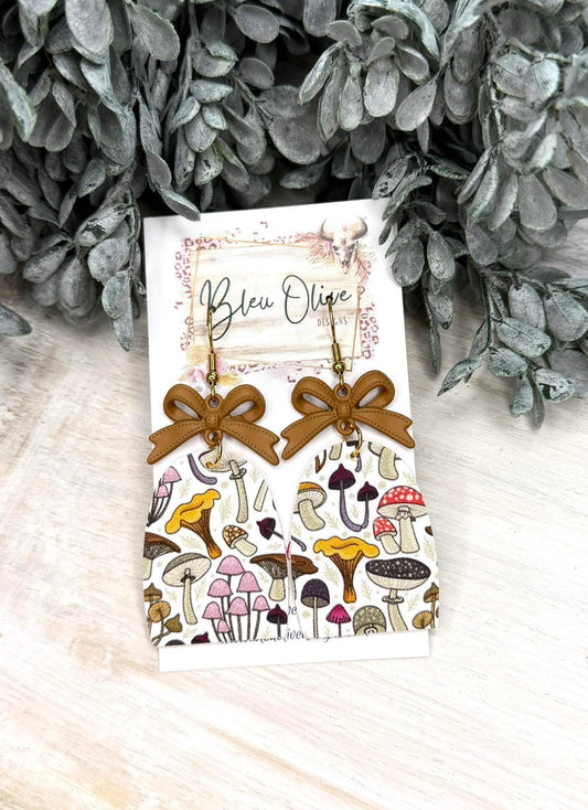 Mushroom Meadow Leather Earrings