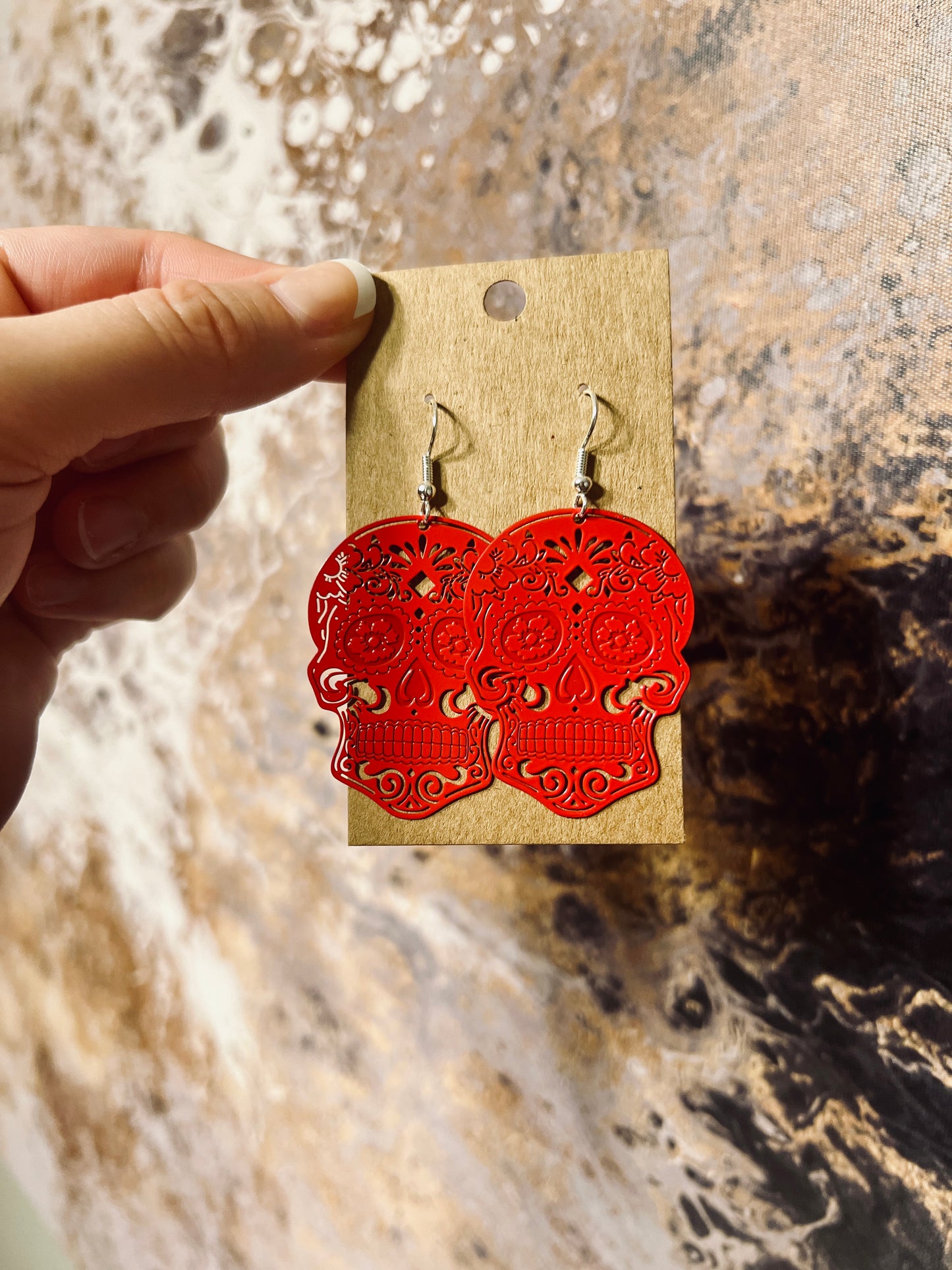 Red Candy Skull Earrings