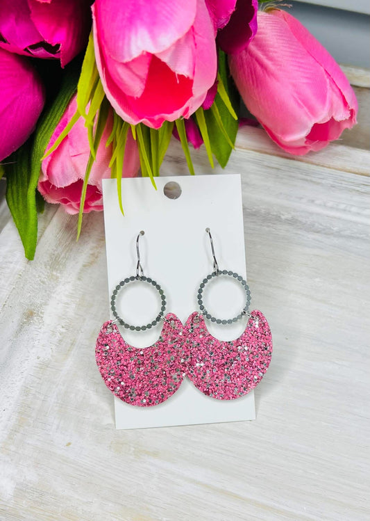 Pink Glitter Earrings