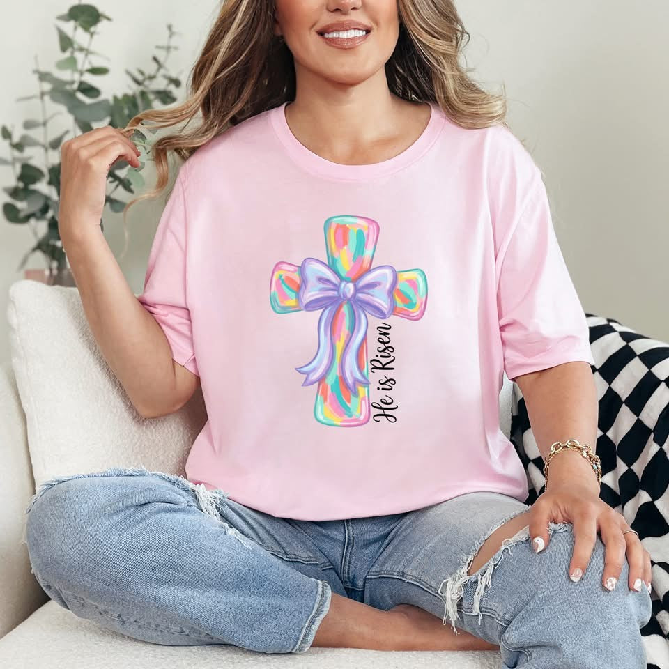 He Is Risen Cross Graphic Tee