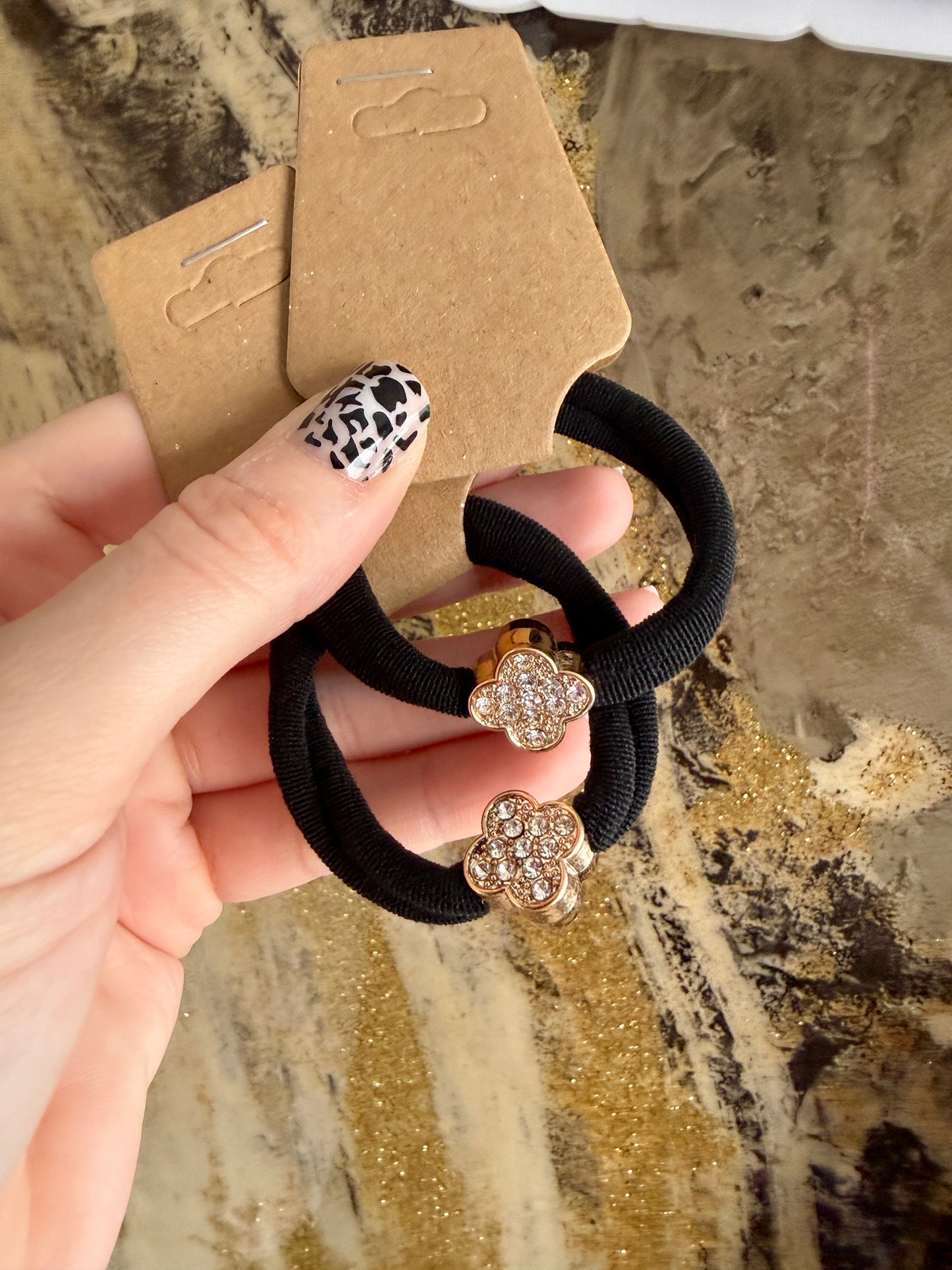 Gold Four Leaf Hair Tie