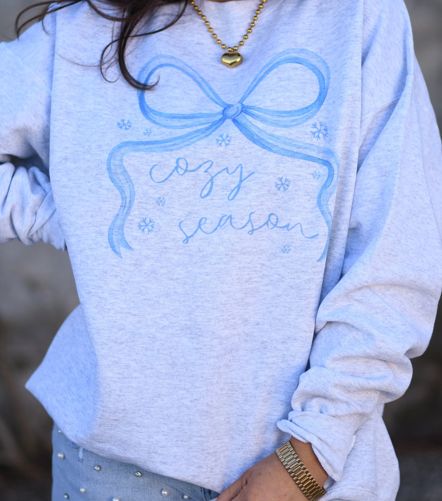 Cozy Season Bow Graphic Sweatshirt