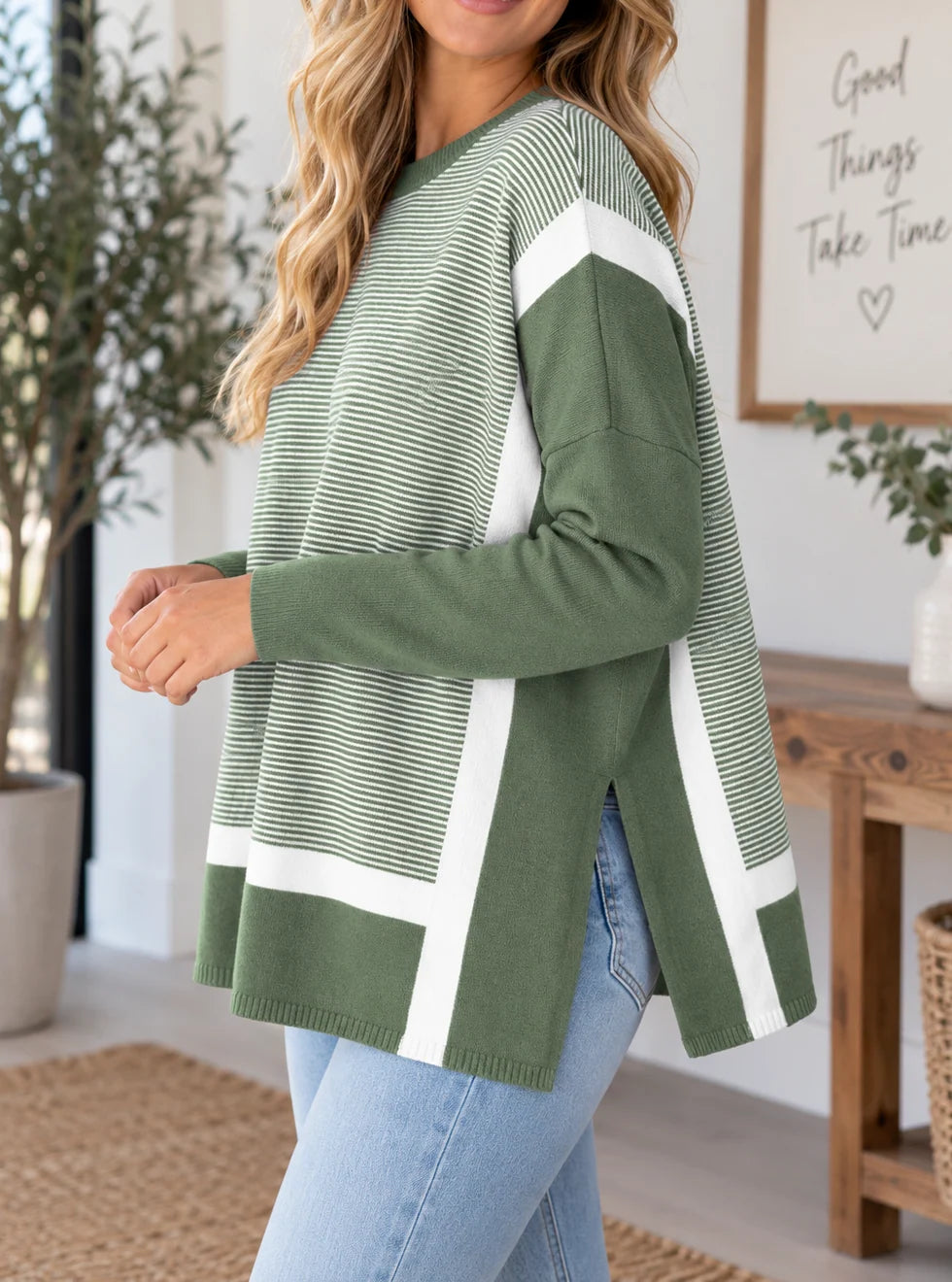 *PREORDER* Stripe Colorblock Tunic Sweater