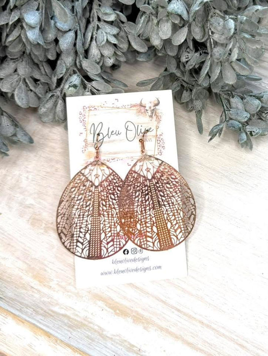 Rose Gold Filigree Earrings