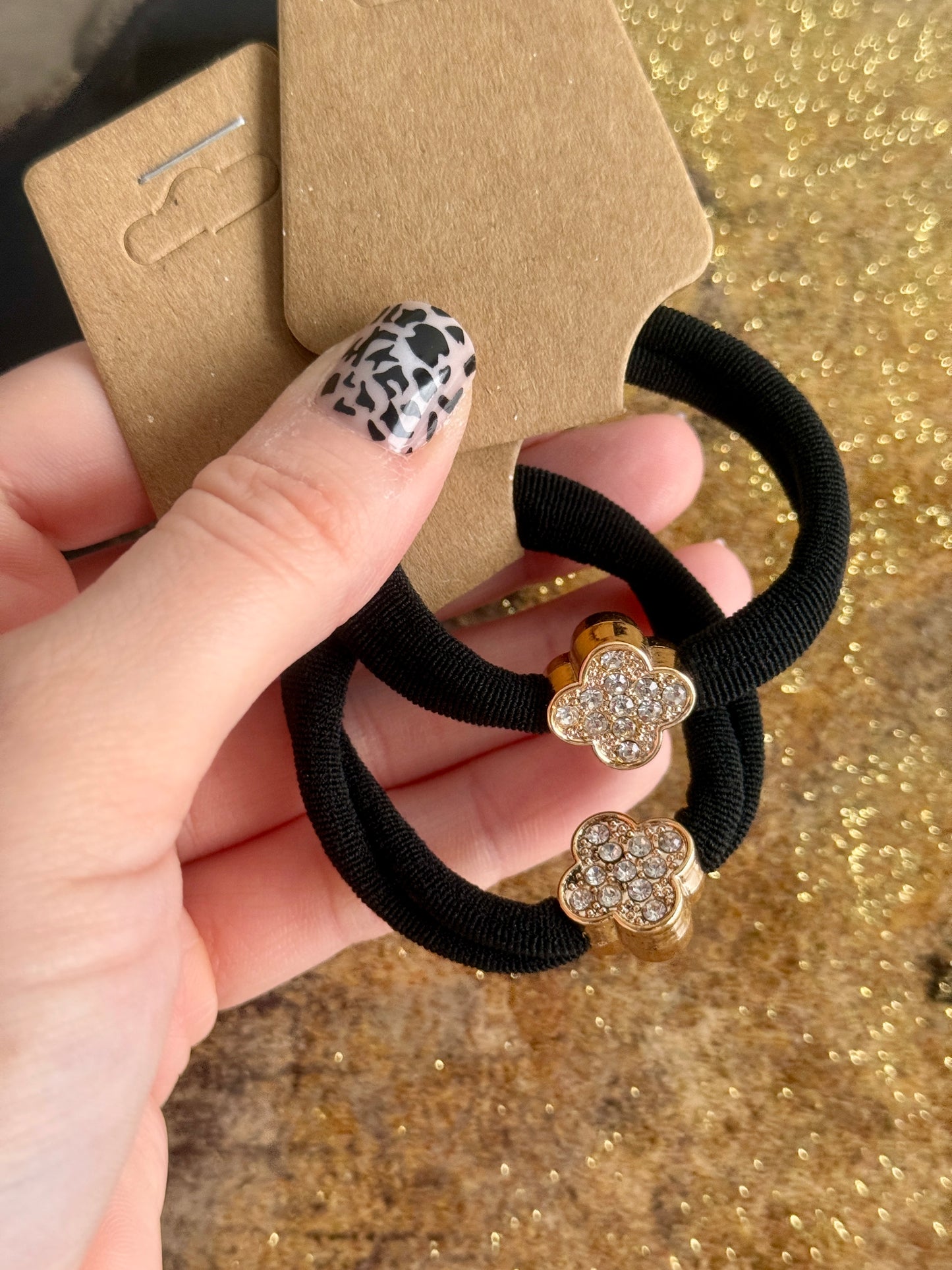 Gold Four Leaf Hair Tie