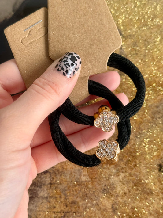 Gold Four Leaf Hair Tie