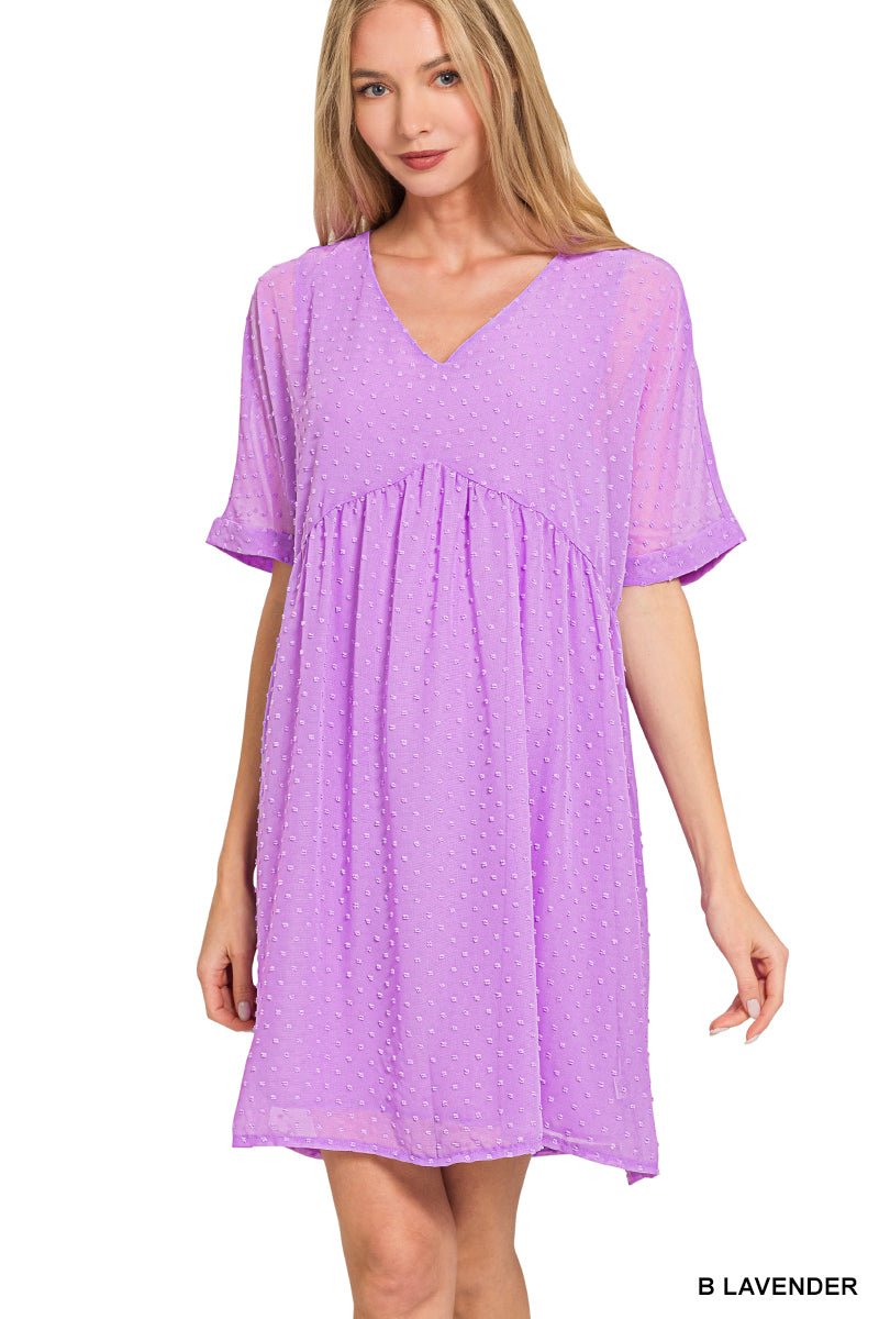 Bright Lavender Swiss Dot Dress