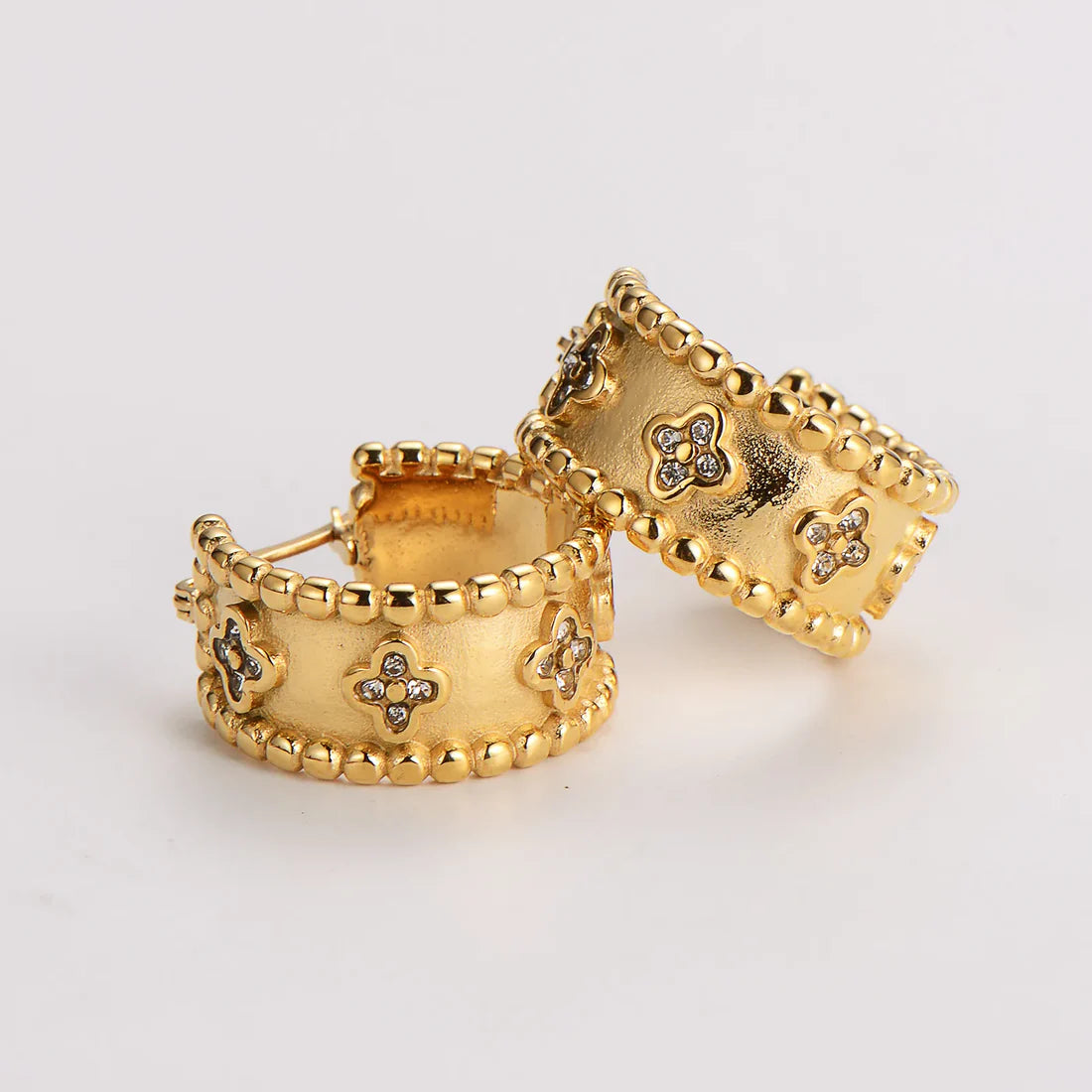Clover Hoop Gold Earrings