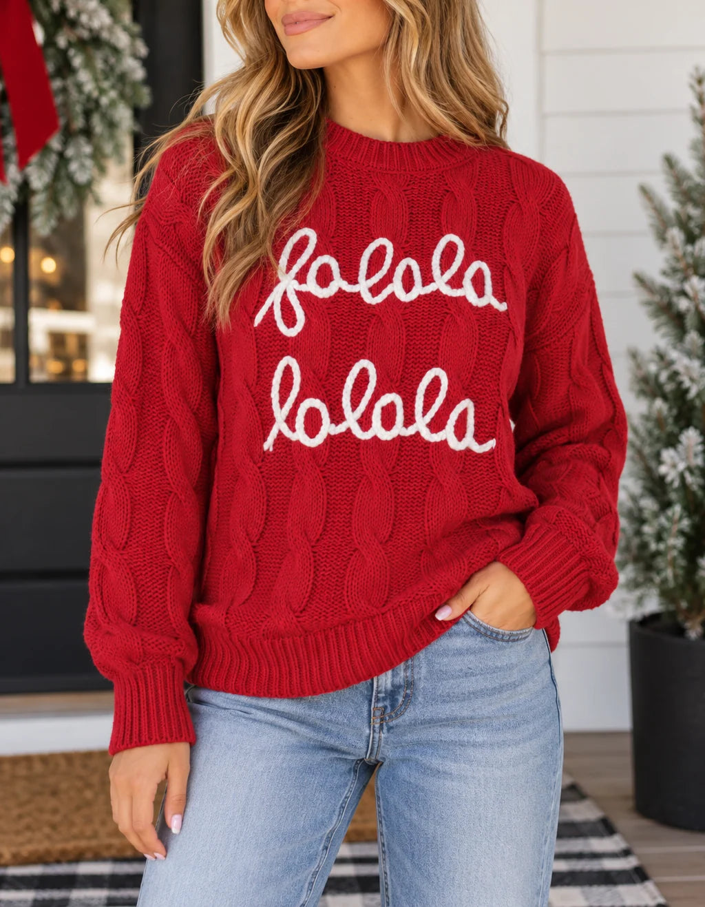 *PREORDER* Red Falala Cable Knit Sweater