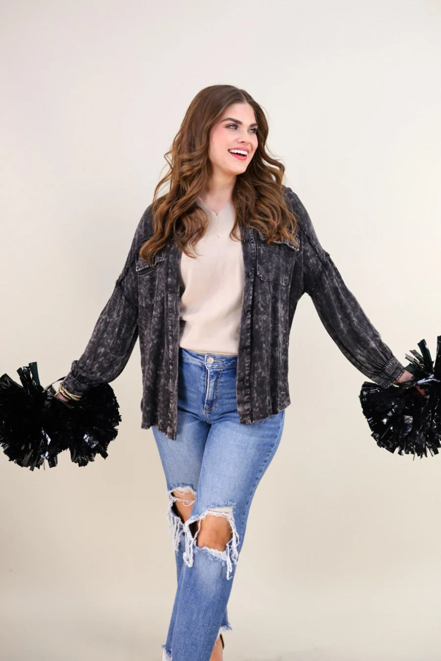 Plus+ Deana Oversized Button Up Top