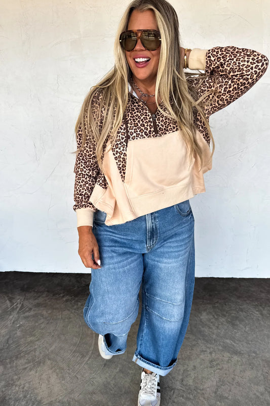Cheetah Half Zip Pullover