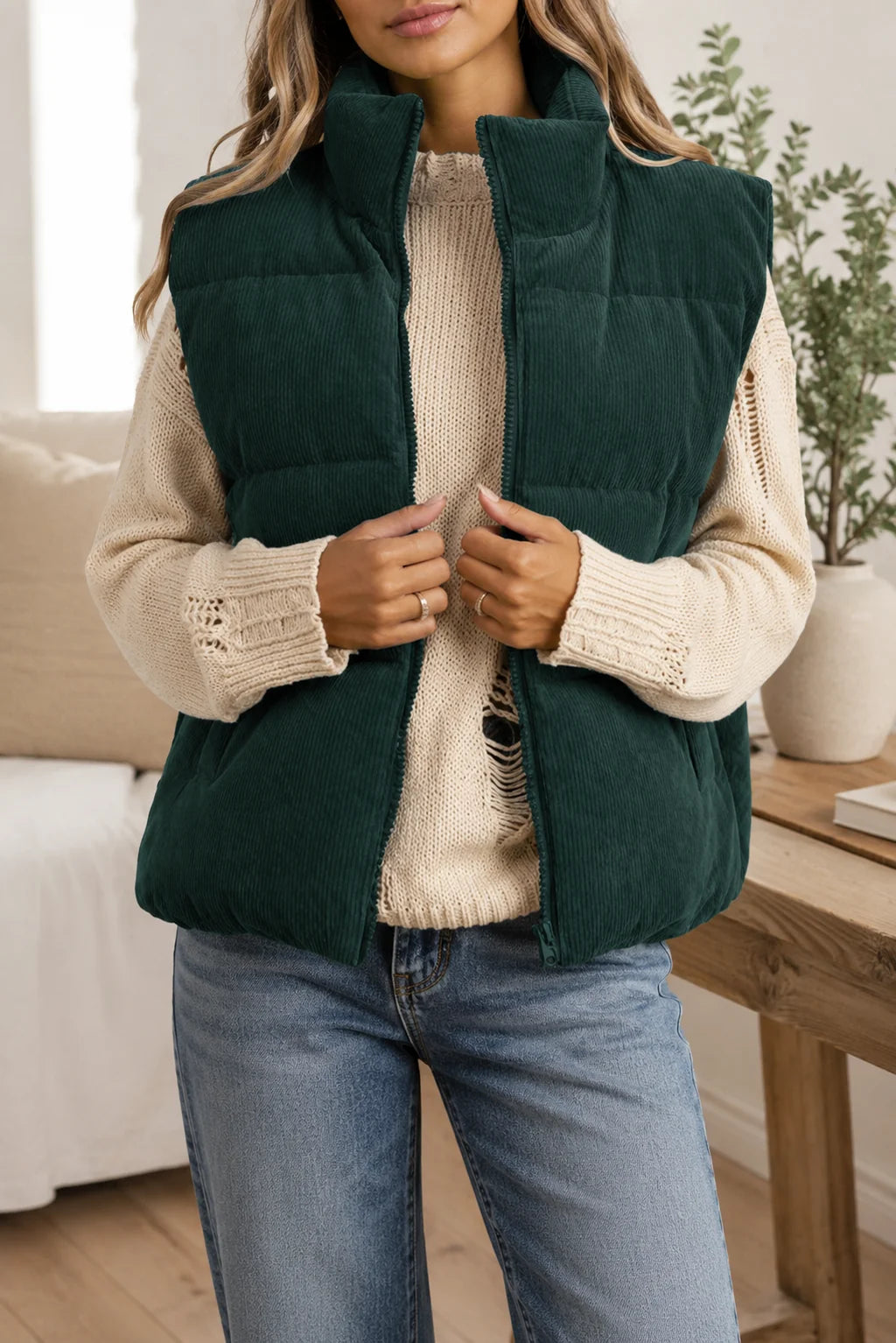 *PREORDER* Corduroy Zip Up Puffer Vest