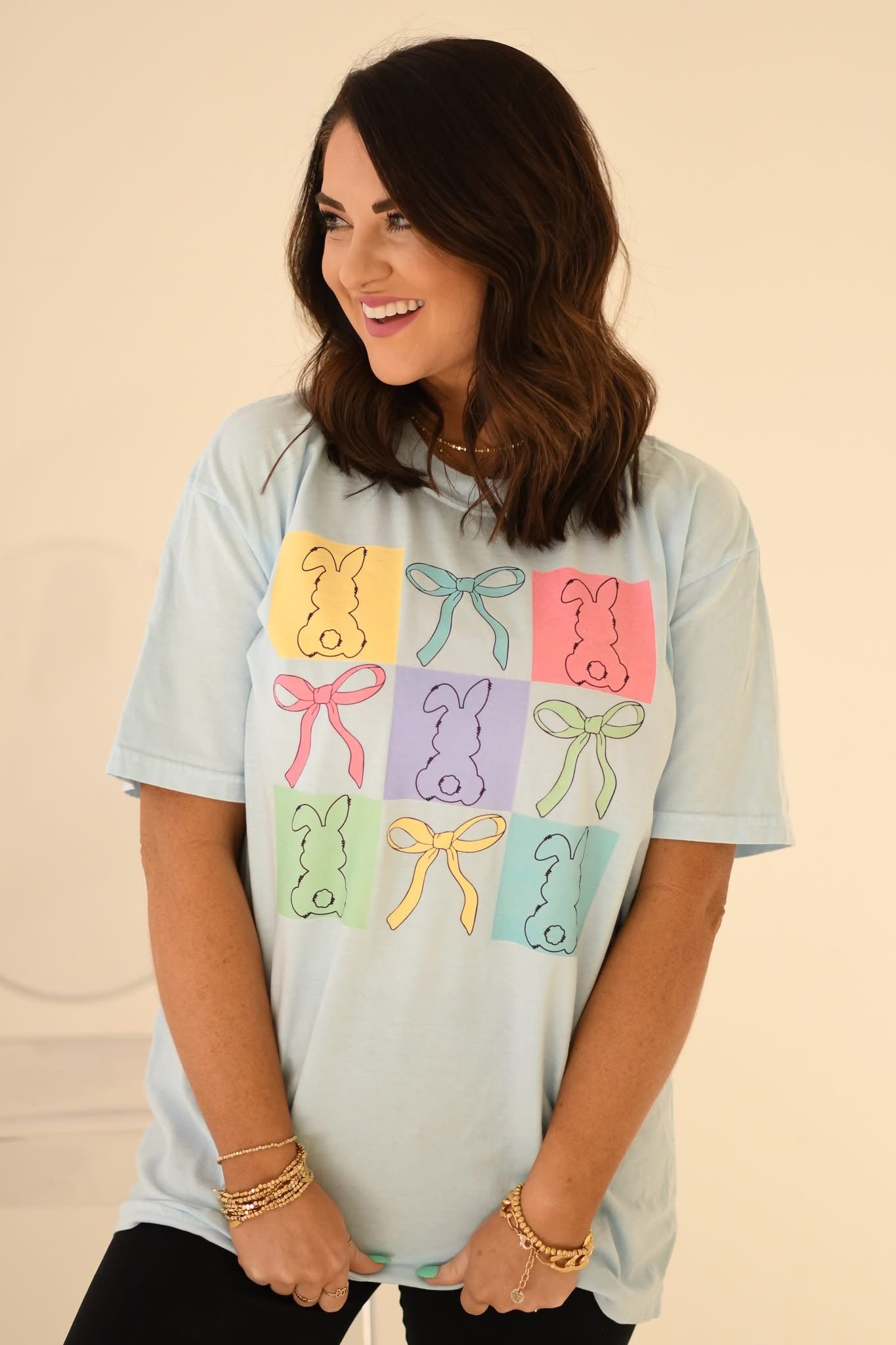 Blocked Bunnies And Bows Graphic Tee