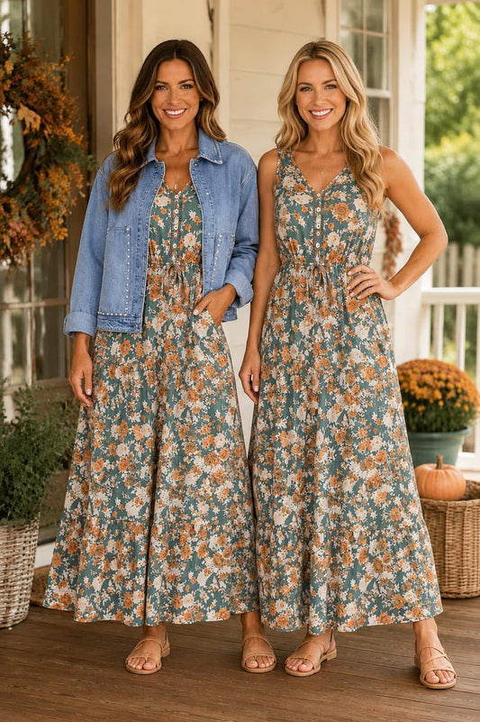 *PREORDER* Green Floral Print Dress
