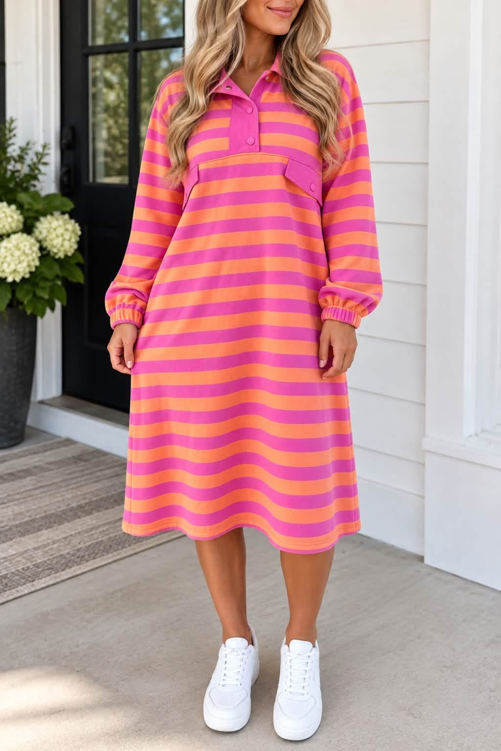 *PREORDER* Rose Stripe Polo Dress
