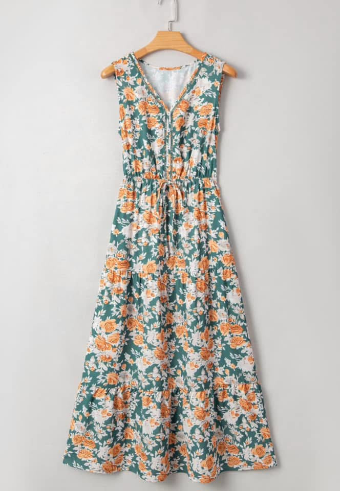 *PREORDER* Green Floral Print Dress