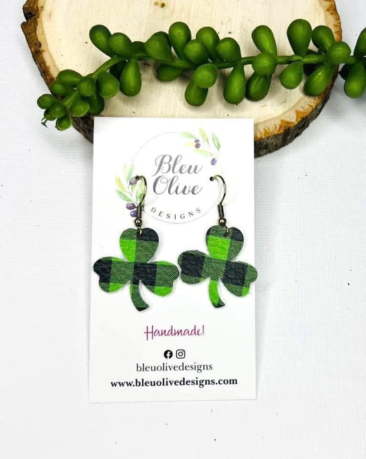 Plaid Shamrock Earrings