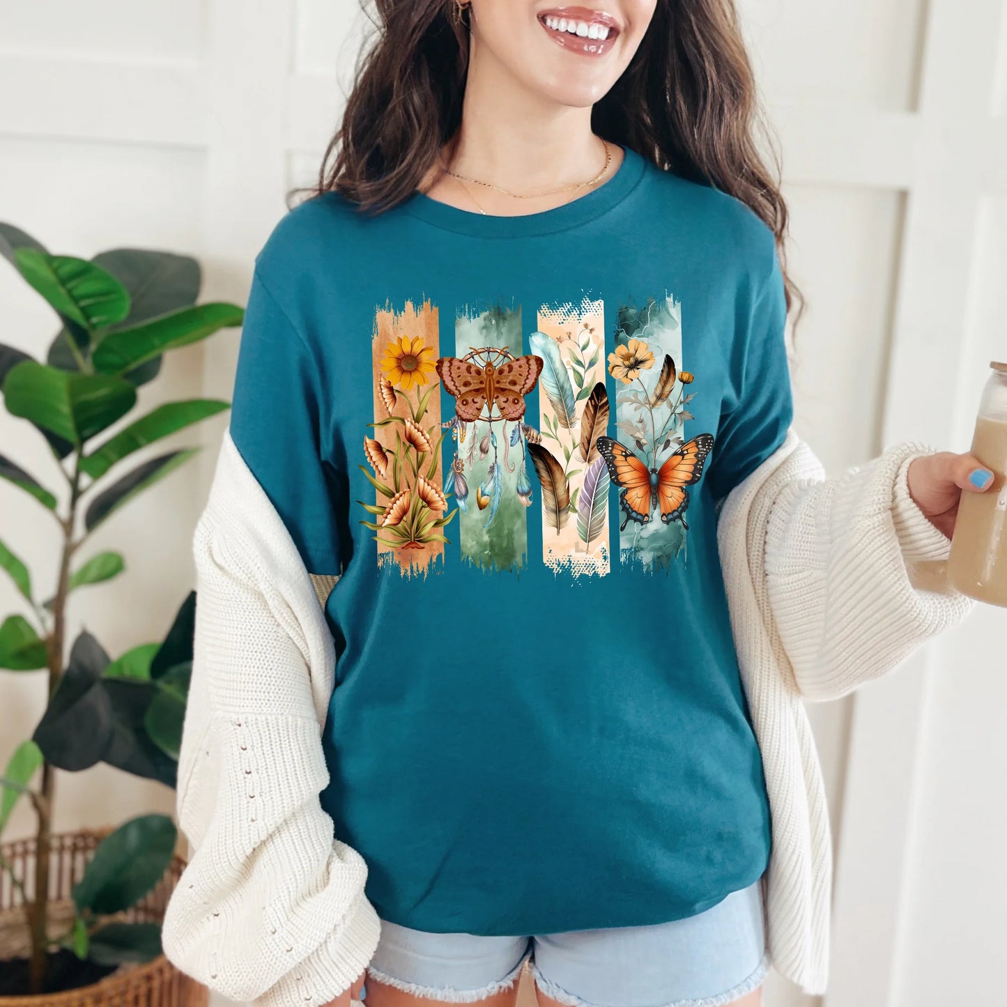 Boho Brushstroke Butterfly Graphic Tee