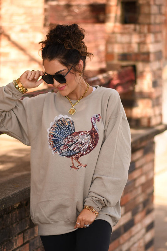 Glam Turkey (Faux Rhinestone) Graphic Sweatshirt