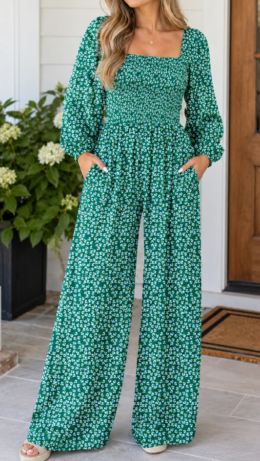 *PREORDER* Green Floral Western Jumpsuit