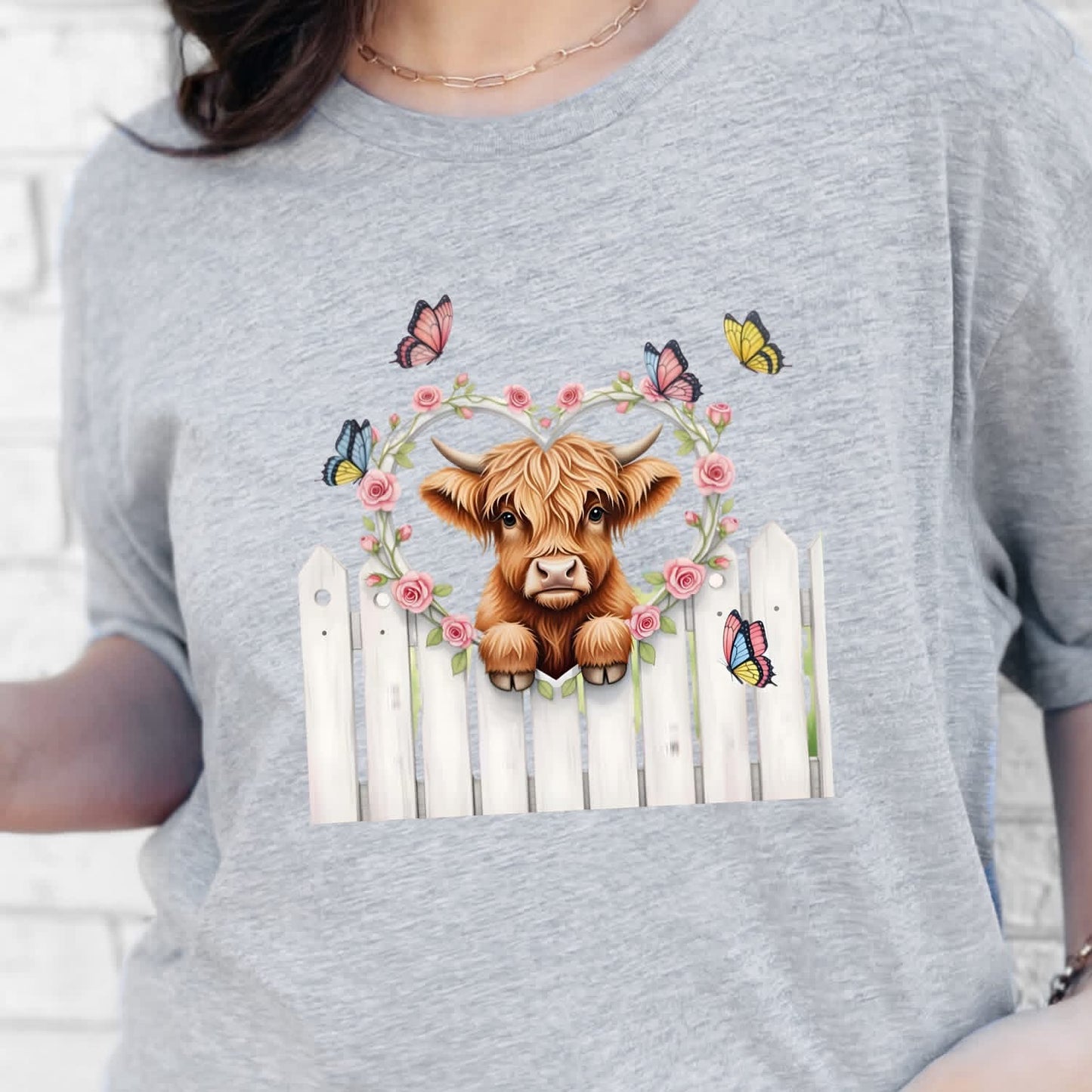 Highland Cow Butterflies Graphic Tee