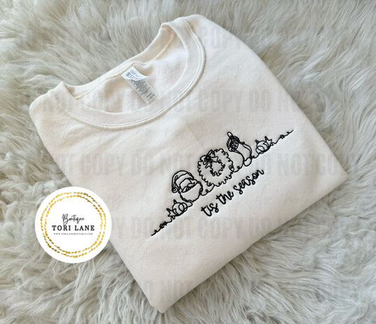 Embroidered Tis The Season Sweatshirt