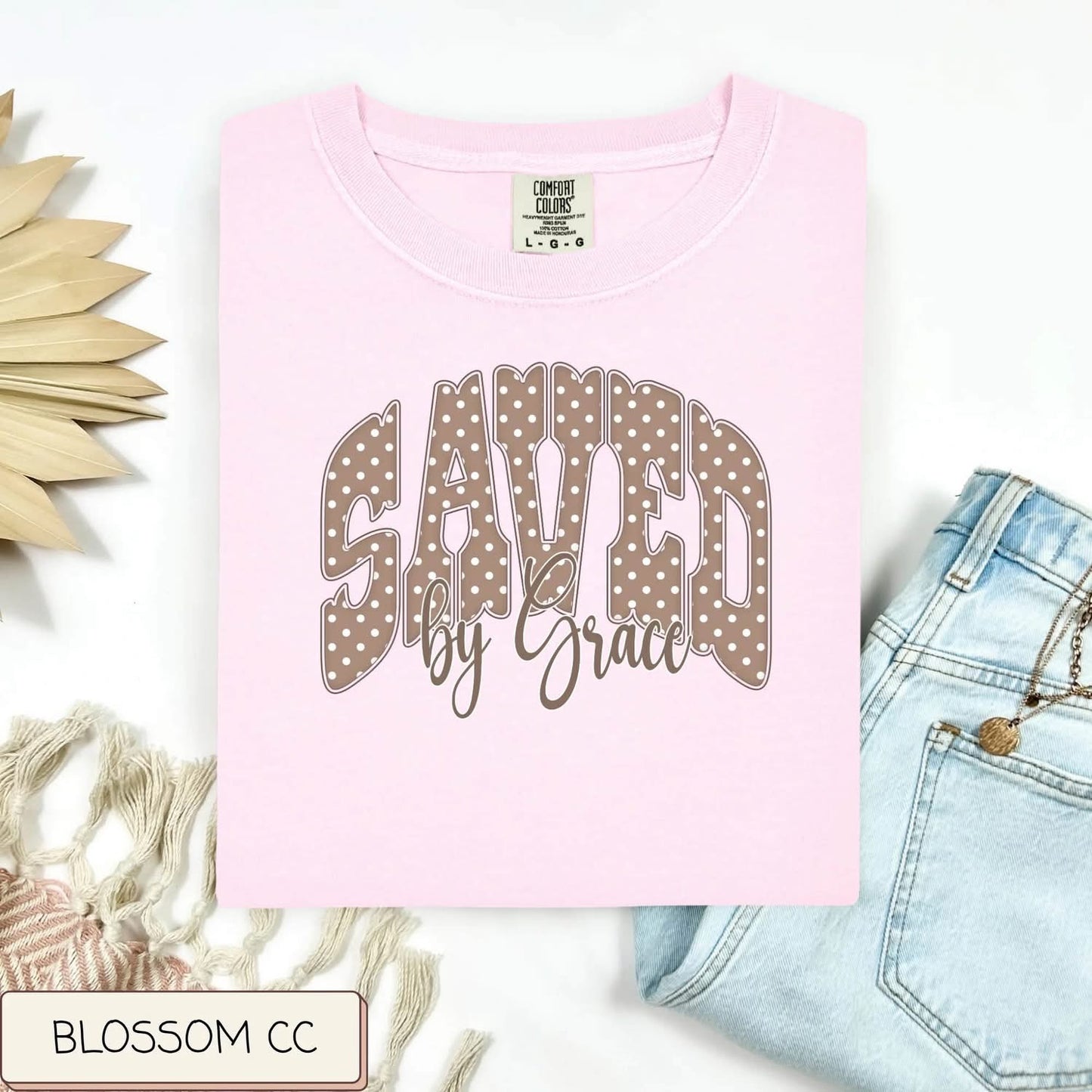 Saved By Grace Polka Dot Graphic Tee