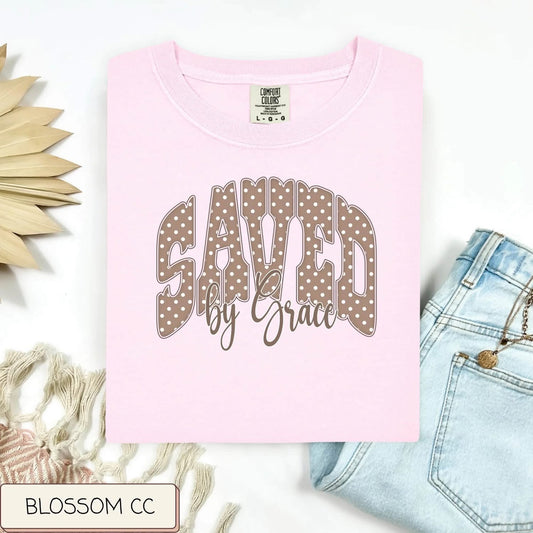 Saved By Grace Polka Dot Graphic Tee