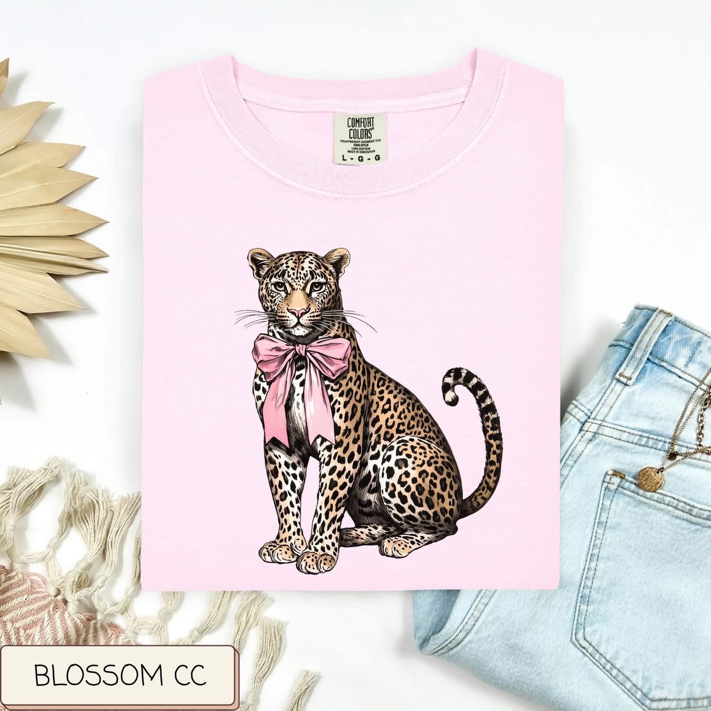 Leopard With Bow Graphic Tee