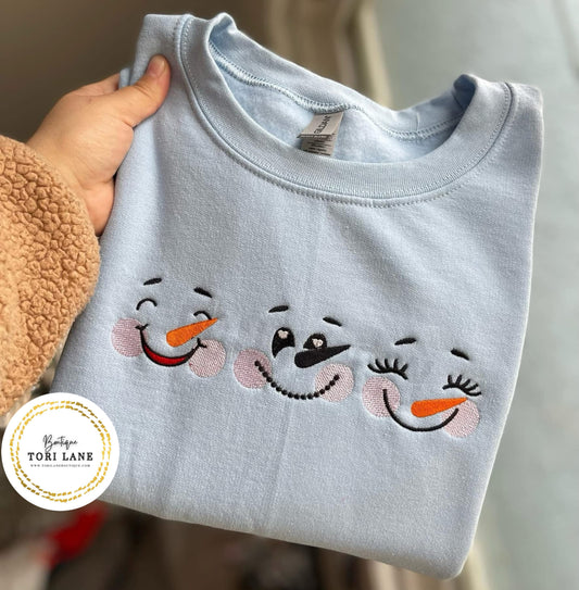 Embroidered Snowmen Sweatshirt