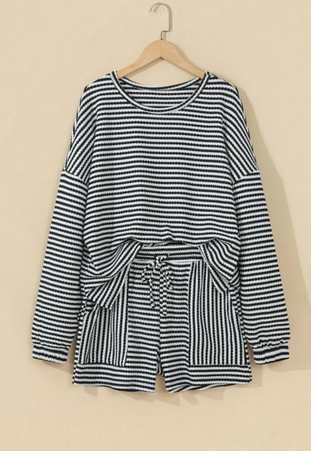 *PREORDER* Stripe Textured Long Sleeve Set