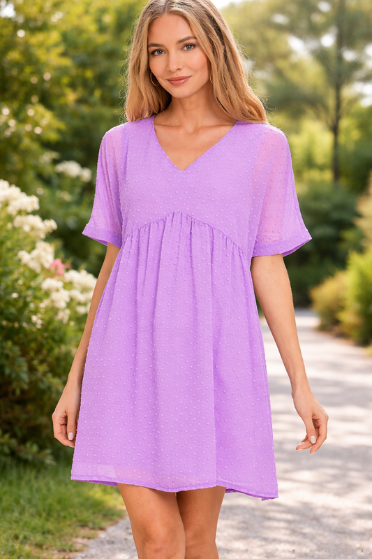Bright Lavender Swiss Dot Dress