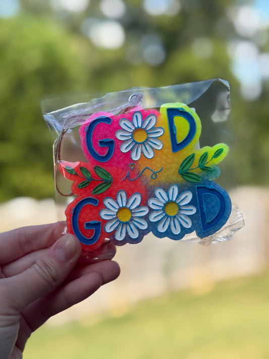 Multi Color God Is Good Car Air Freshie (Island Fresh Gain Scent)