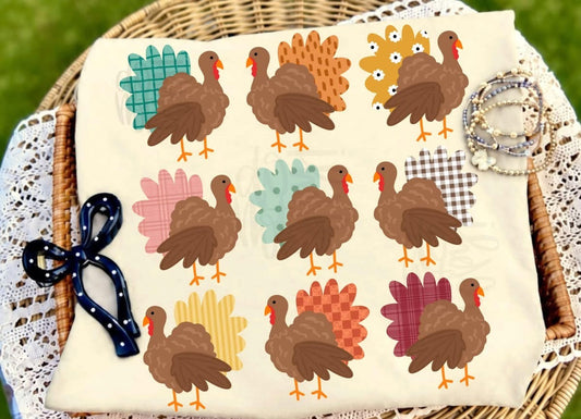 Multi Turkey Pattern Graphic Tee