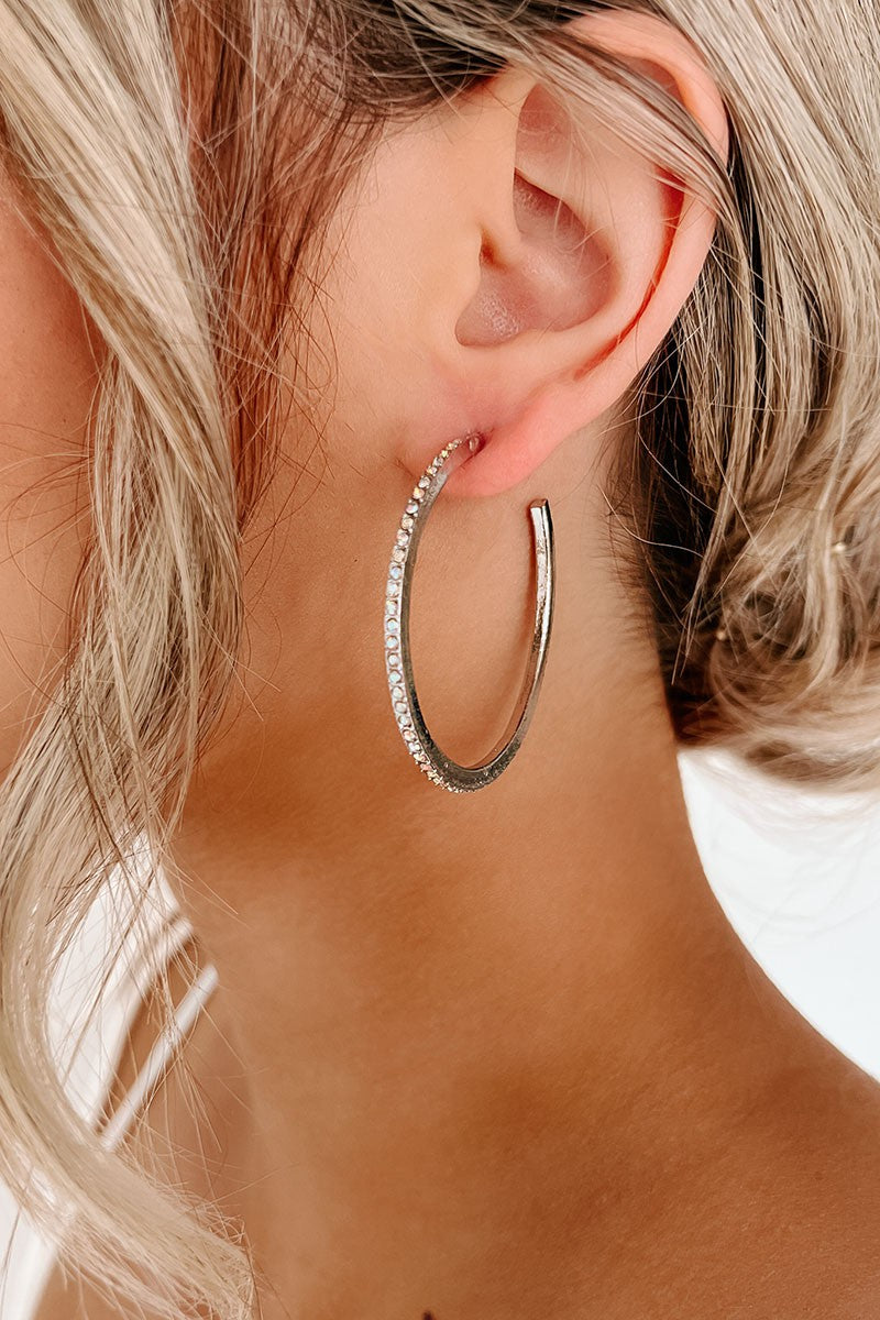 Iridescent Silver Hoop Earrings