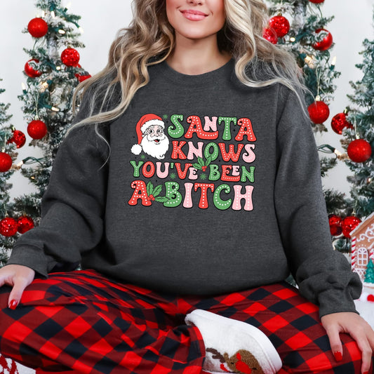 Santa Knows You've Been a B*tch Graphic Sweatshirt