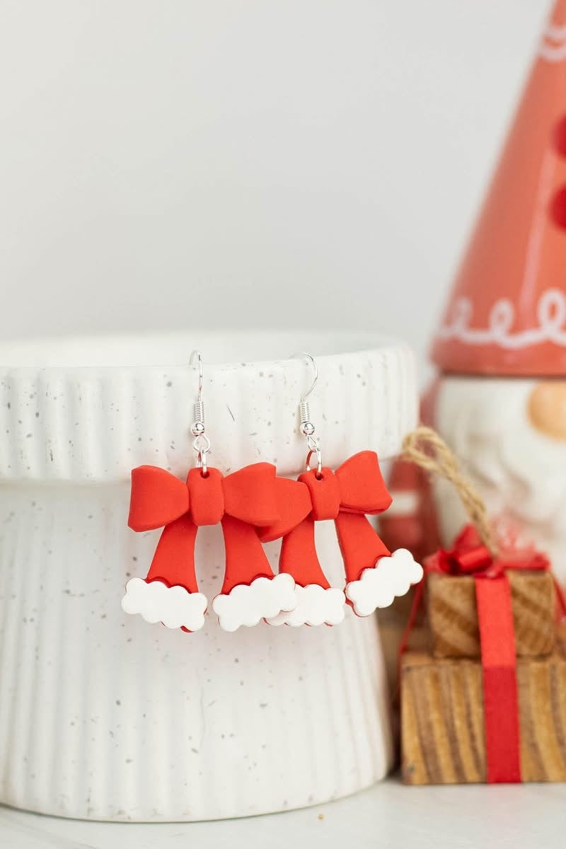 *PREORDER* Santa Bow Dangle Earrings