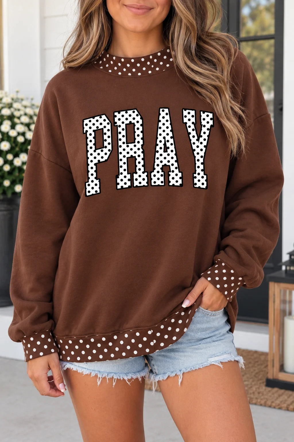 *PREORDER* Brown Polka Dot Pray Sweatshirt
