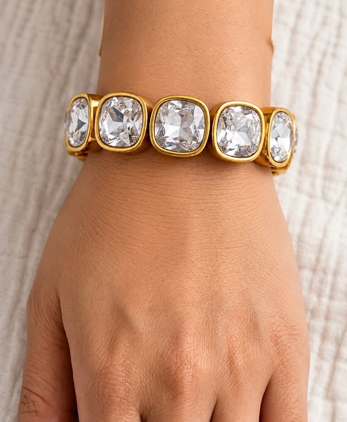 Big White Crystal & Charm Bead Bracelets