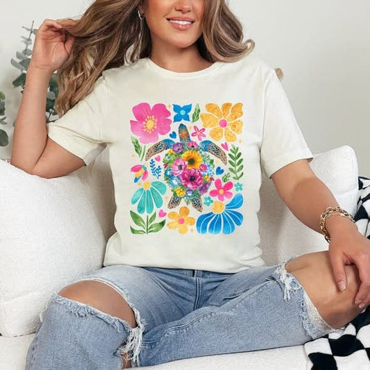 Boho Summer Turtle Graphic Tee