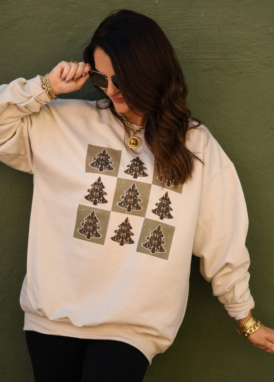 Camo Christmas Trees Graphic Sweatshirt