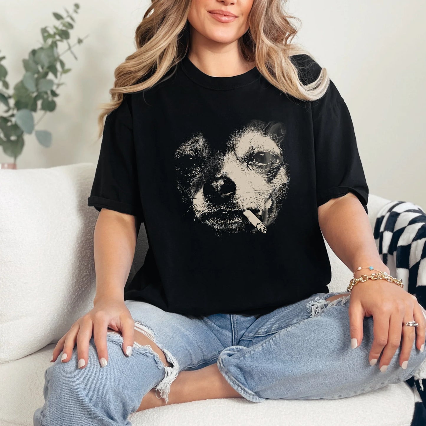Smoking Dog Graphic Tee
