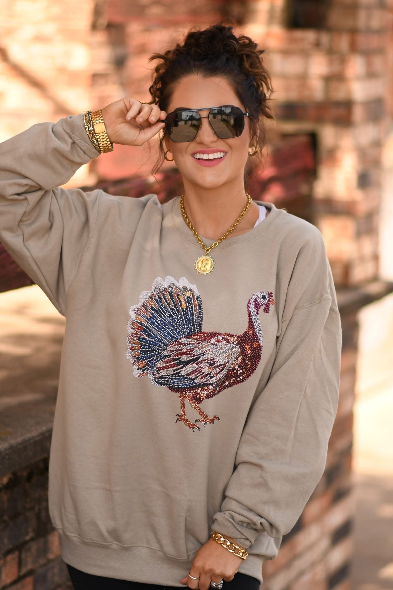 Glam Turkey (Faux Rhinestone) Graphic Sweatshirt