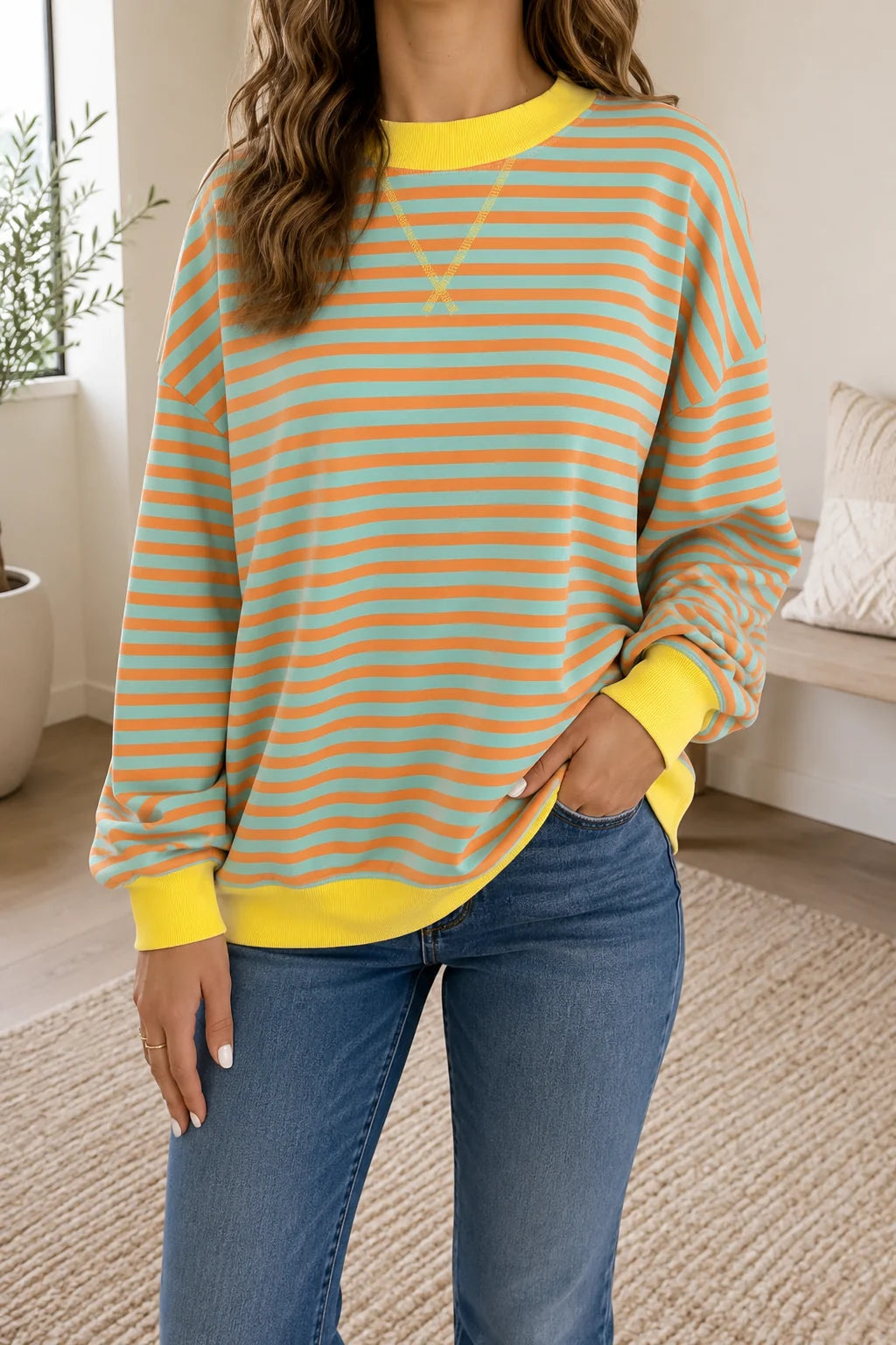 Plus+ Orange Stripe Sweatshirt