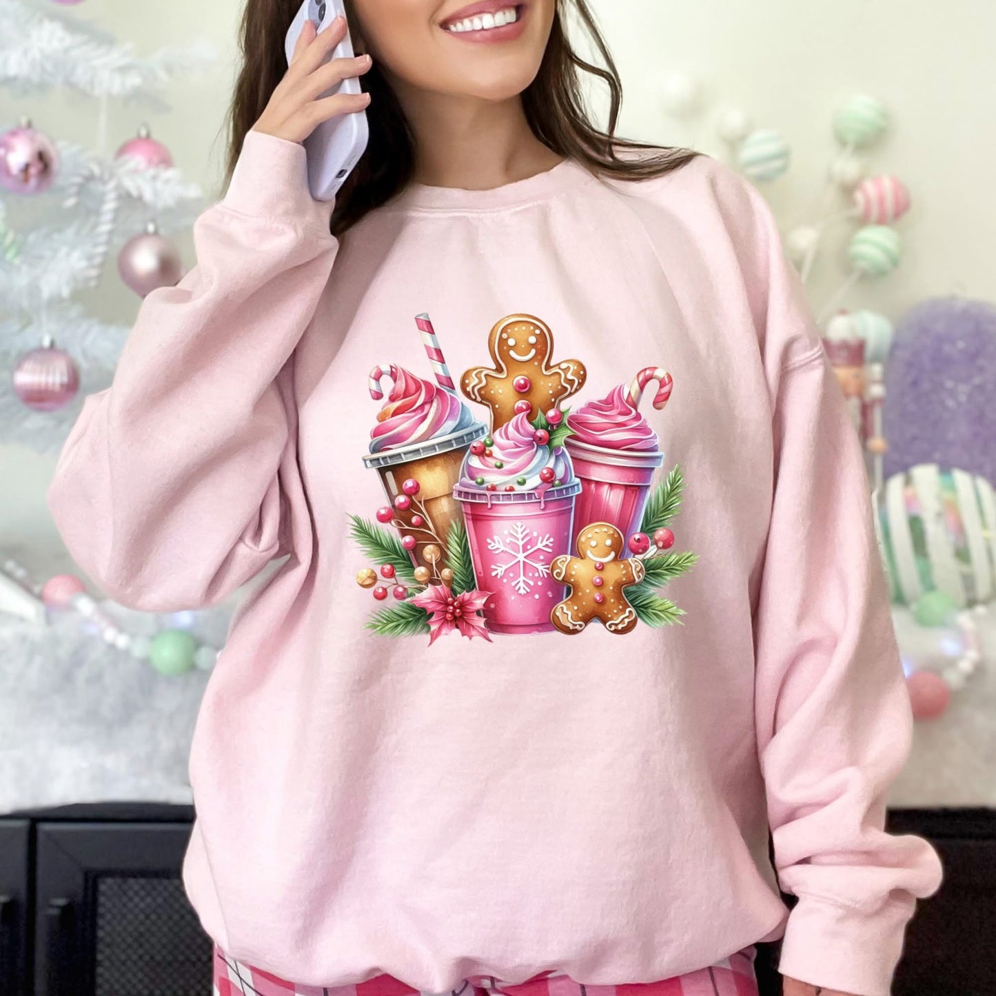 Pink Theme Gingerbread Graphic Sweatshirt