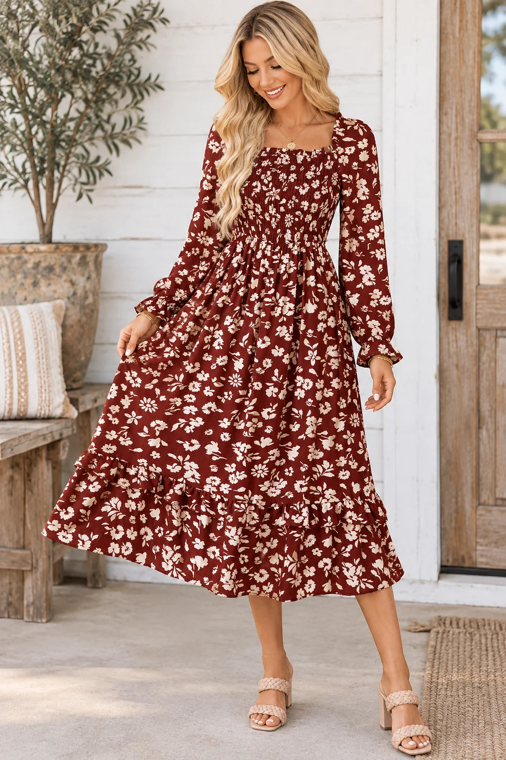 *PREORDER* Floral Smocked Maxi Dress