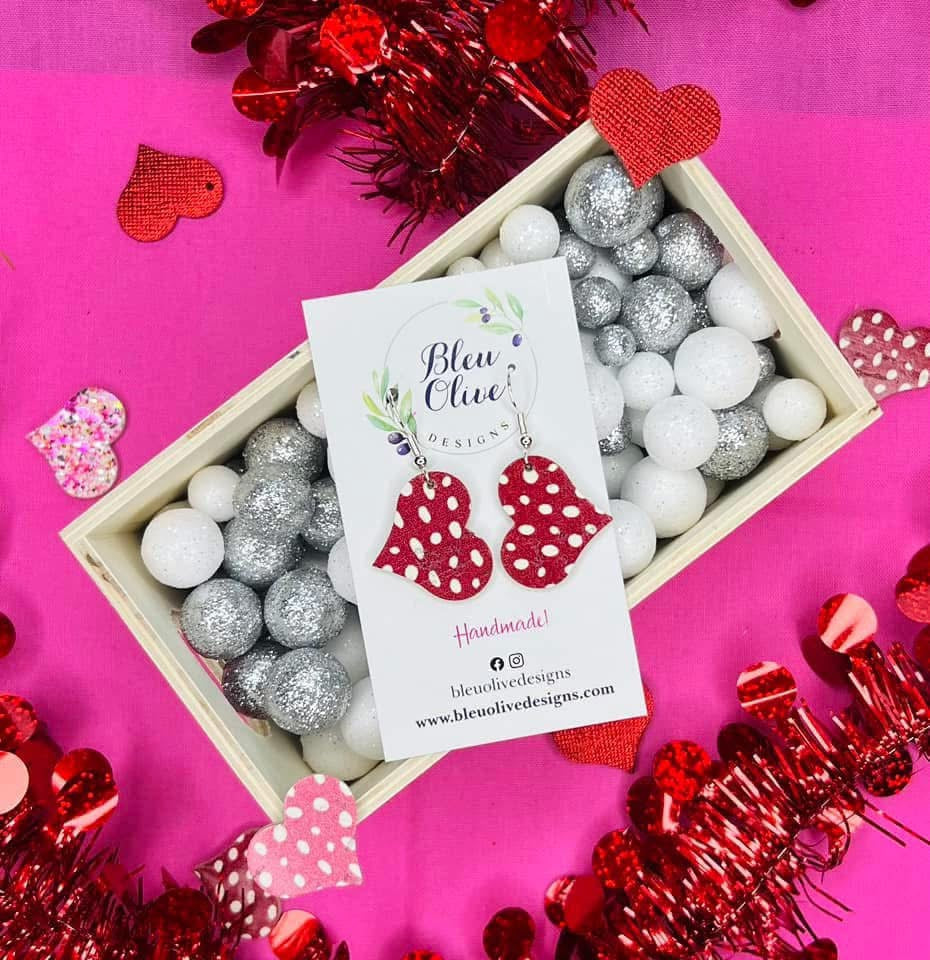 Red Spotted Heart Earrings