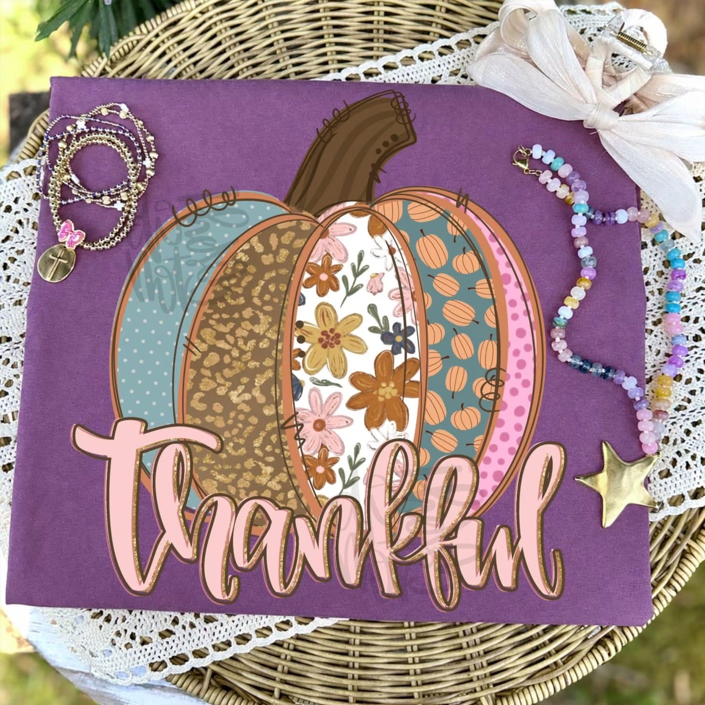 Thankful Vintage Patch Pumpkin Graphic Tee
