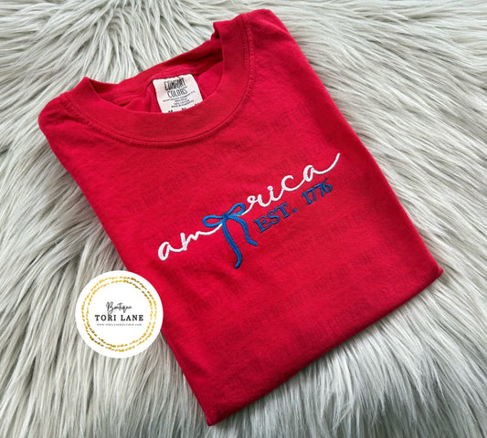 America 1778 Embroidery Tee/Sweatshirt